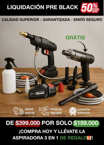 Hidrolavadora Inalámbrica 48V + Regalo Aspirador 3 en 1 – Combo de Limpieza Pro